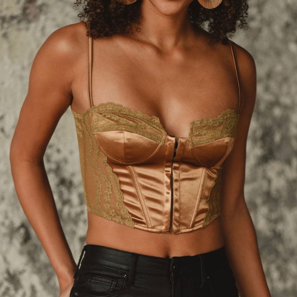 Keri Gold Lace Corset Top
